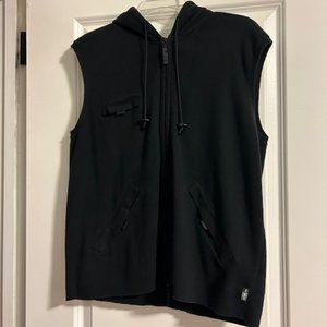 Jones New York Sleeveless Hooded Zippered Black Vest, Small